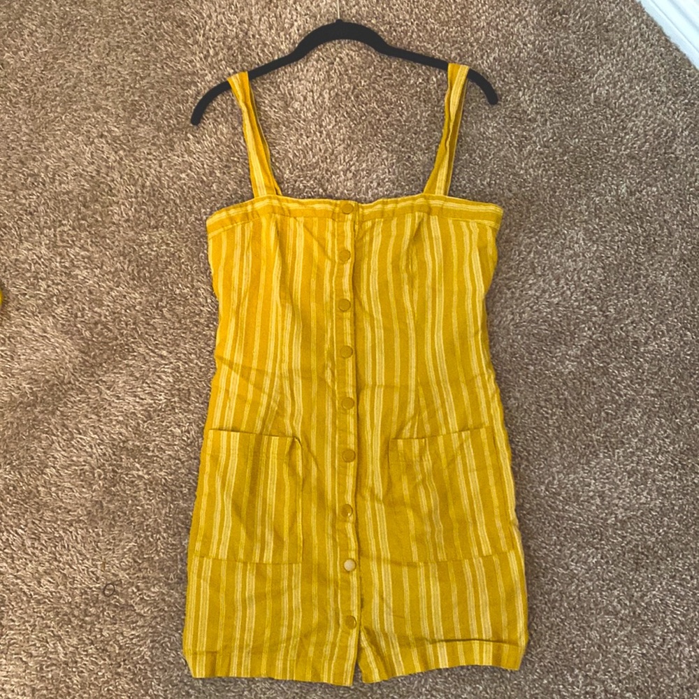 Button Up Yellow Striped Dress